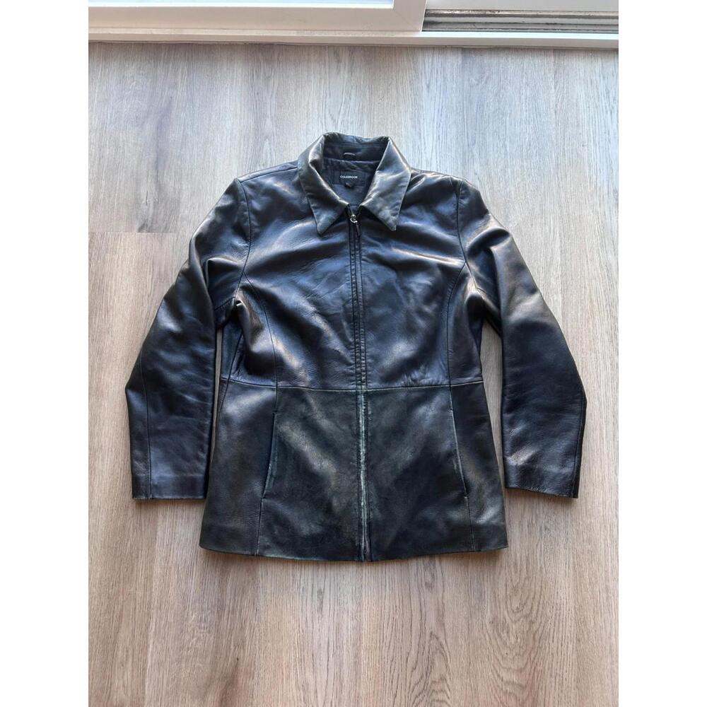 Colebrook Essentials Vintage Women's Black Leather classic Jacket Size Large